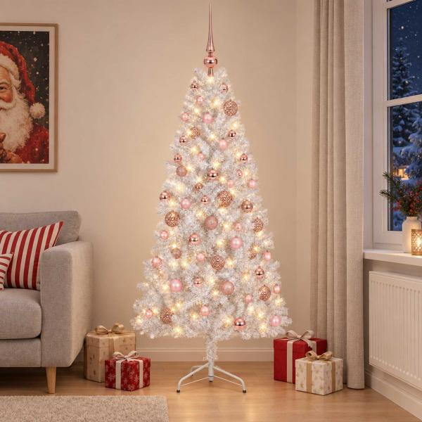 Künstlicher Weihnachtsbaum mit Weihnachtskugel 180 cm 300 LEDs