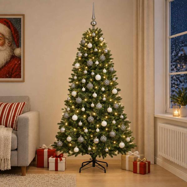 Künstlicher Weihnachtsbaum mit Kugel 240 cm 300 LEDs