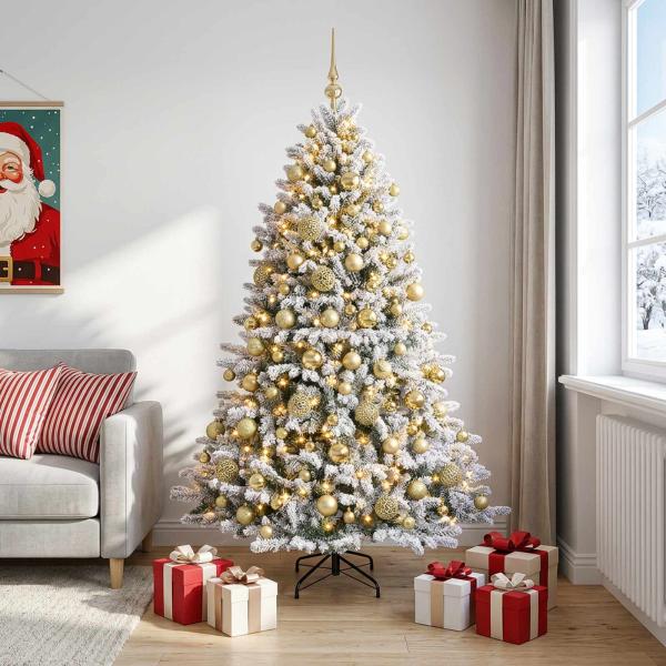 ARDEBO.de - Künstlicher Weihnachtsbaum mit Weihnachtskugel 210 cm 300 LEDs