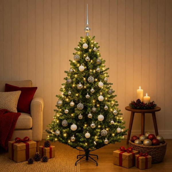 Künstlicher Weihnachtsbaum mit Kugel 120 cm 150 LEDs