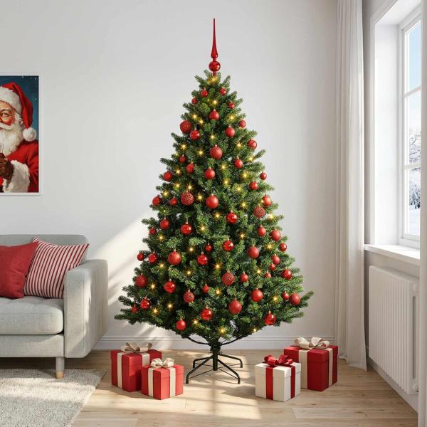 Künstlicher Weihnachtsbaum mit Kugel 210 cm 300 LEDs