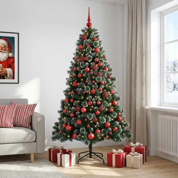Künstlicher Weihnachtsbaum mit Weihnachtskugel 210 cm 300 LEDs