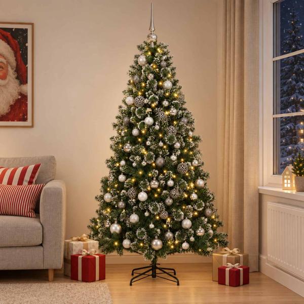 ARDEBO.de - Künstlicher Weihnachtsbaum mit Weihnachtskugel 180 cm 300 LEDs