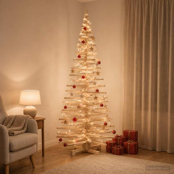ARDEBO.de - Holz Weihnachtsbaum KOTKA 210 cm Massives Kiefernholz Natürlich