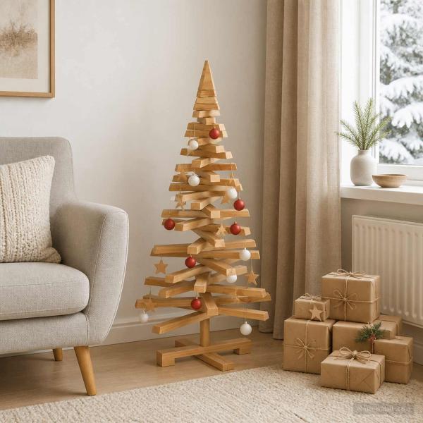 Holz Weihnachtsbaum KOTKA 90 cm Massives Kiefernholz