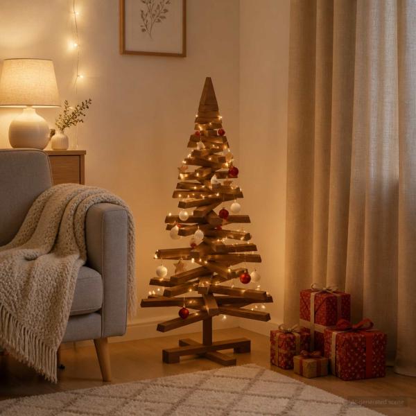 ARDEBO.de - Holz Weihnachtsbaum KOTKA 90 cm Massives Kiefernholz
