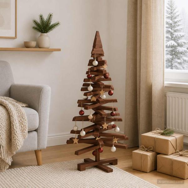 Holz Weihnachtsbaum KOTKA 90 cm Massives Kiefernholz