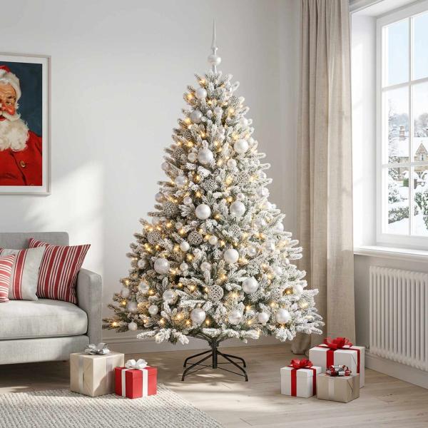 ARDEBO.de - Künstlicher Weihnachtsbaum mit Weihnachtskugel 180 cm 300 LEDs