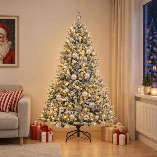 Künstlicher Weihnachtsbaum mit Weihnachtskugel 180 cm 300 LEDs