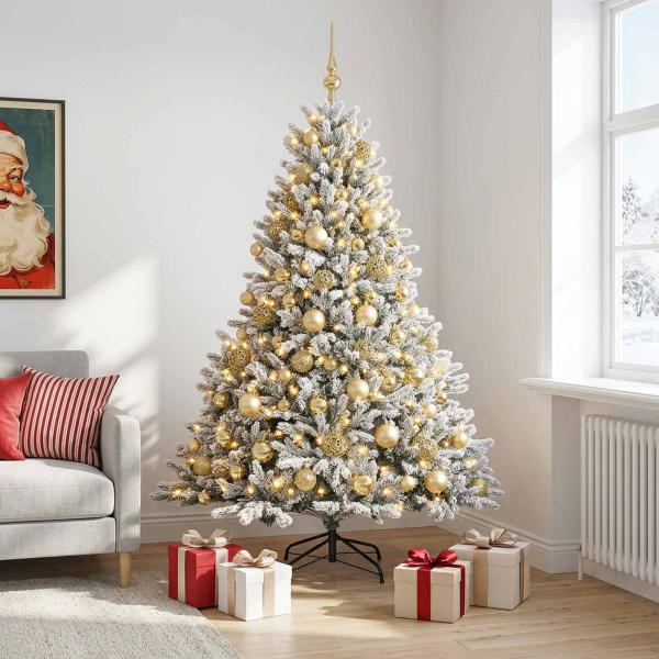 ARDEBO.de - Künstlicher Weihnachtsbaum mit Weihnachtskugel 210 cm 300 LEDs