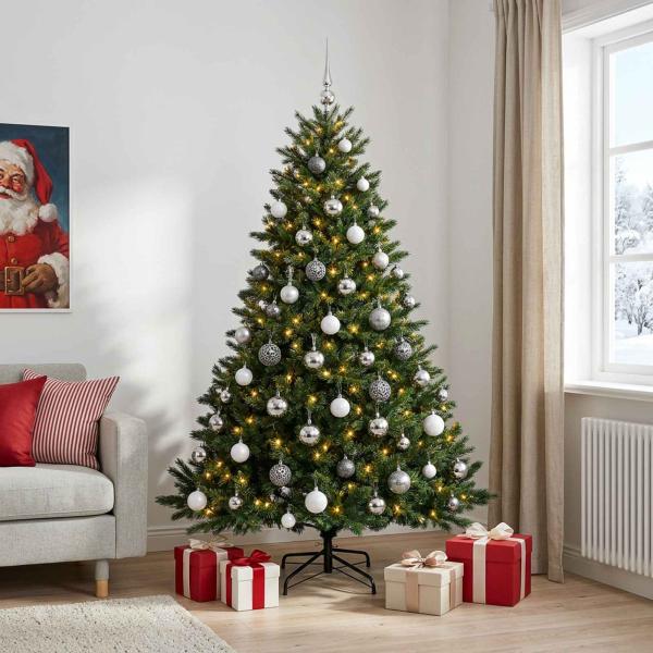 Künstlicher Weihnachtsbaum mit Weihnachtskugel 210 cm 300 LEDs