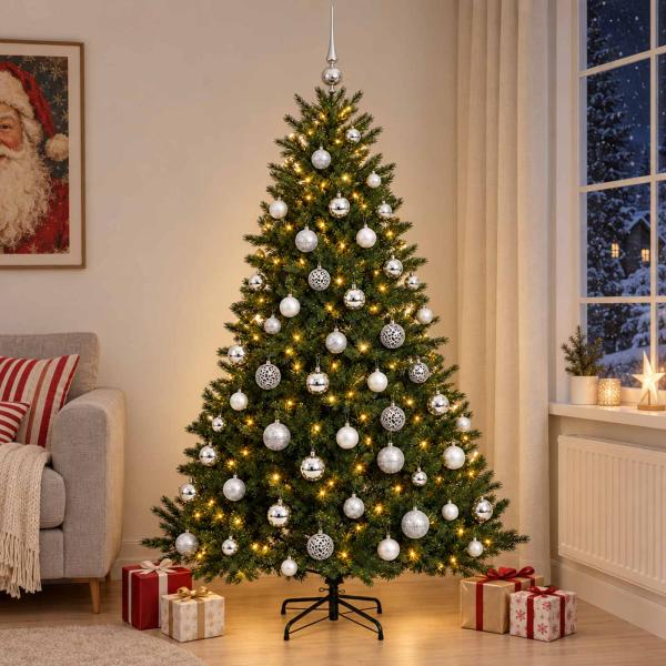 ARDEBO.de - Künstlicher Weihnachtsbaum mit Weihnachtskugel 240 cm 300 LEDs