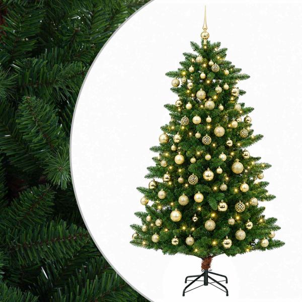 Künstlicher Weihnachtsbaum mit Weihnachtskugeln 180 cm 300 LEDs