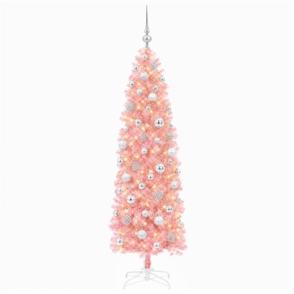 Künstlicher schmaler Weihnachtsbaum mit Weihnachtskugel 180 cm