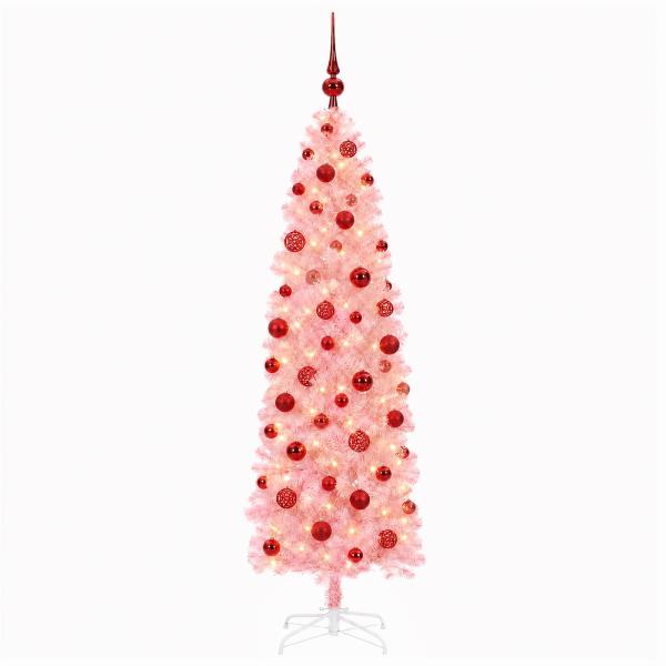 Künstlicher schmaler Weihnachtsbaum mit Weihnachtskugel 180 cm