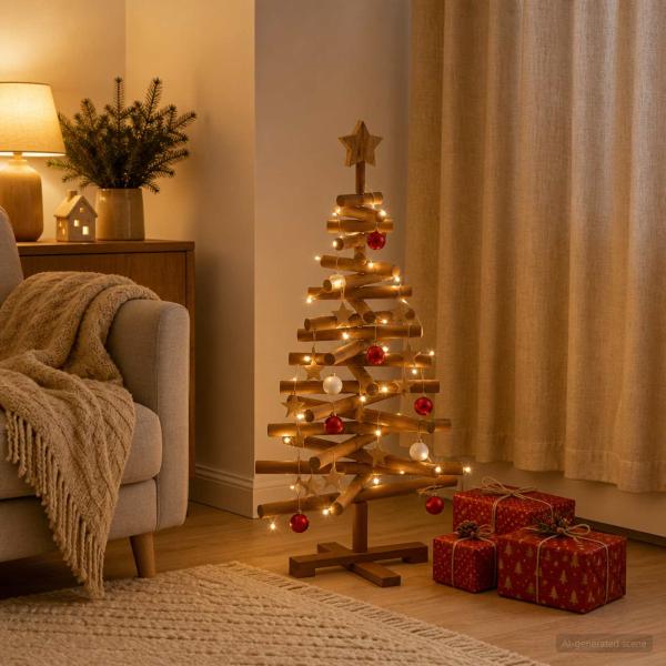 Holz Weihnachtsbaum KOTKA 90 cm Massives Kiefernholz