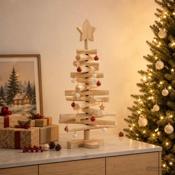 ARDEBO.de - Holz Weihnachtsbaum KOTKA 60 cm Massives Kiefernholz Natürlich