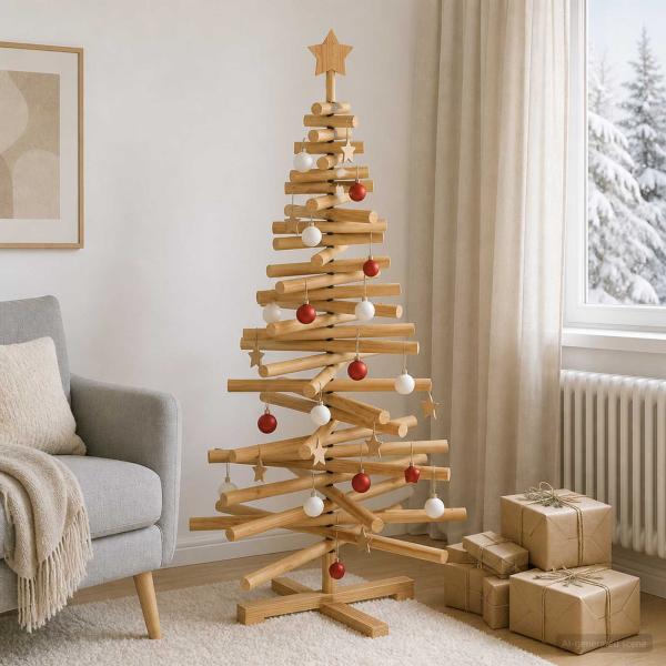 Holz Weihnachtsbaum KOTKA 120 cm Massives Kiefernholz