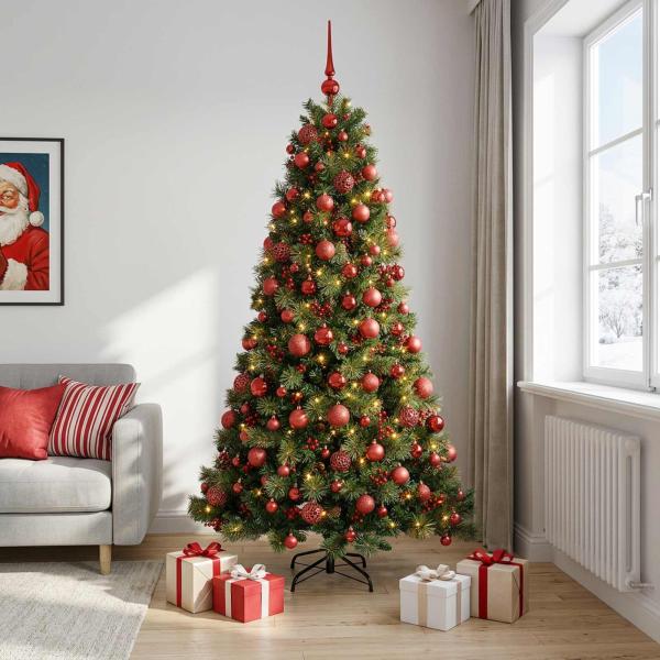 Künstlicher Weihnachtsbaum mit Weihnachtskugel 240 cm 300 LEDs