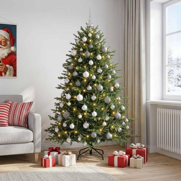 Künstlicher Weihnachtsbaum mit Weihnachtskugel 180 cm 300 LEDs