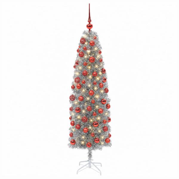 Künstlicher schmaler Weihnachtsbaum mit Weihnachtskugel 180 cm