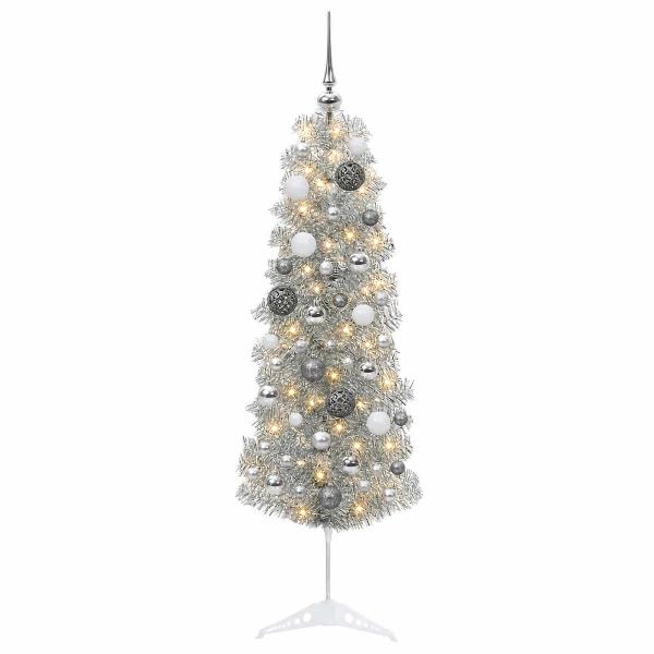 Künstlicher schmaler Weihnachtsbaum mit Weihnachtskugel 150 cm