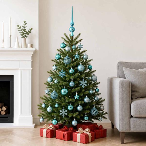 ARDEBO.de - Weihnachtskugelset 111 stk. Türkis Durchmesser 6 cm Polystyrol