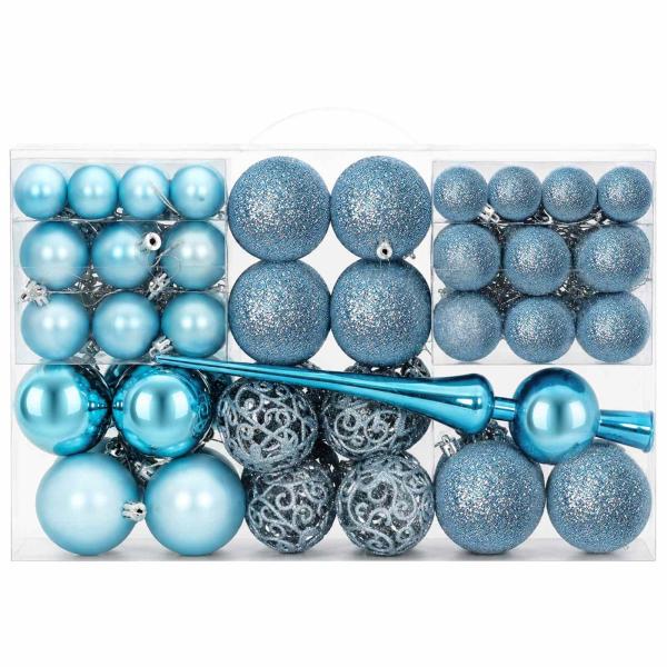 Weihnachtskugelset 111 stk. Türkis Durchmesser 6 cm Polystyrol