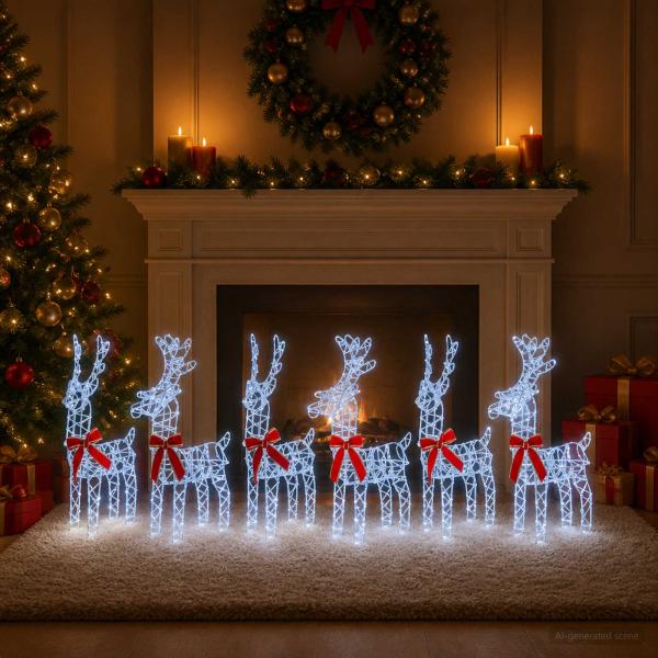 ARDEBO.de - Weihnachtsrentier 6 stk. 540 LEDs Kaltweiß