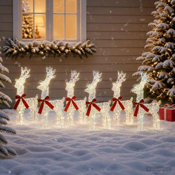 ARDEBO.de - Weihnachtsrentier 6 stk. 240 LEDs Warmes Weiß