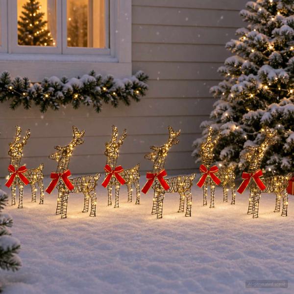 ARDEBO.de - Weihnachtsrentier 6 stk. 240 LEDs Warmes Weiß
