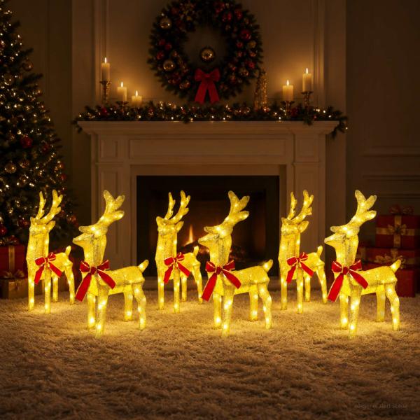Weihnachtsrentier 6 stk. 240 LEDs Warmes Weiß