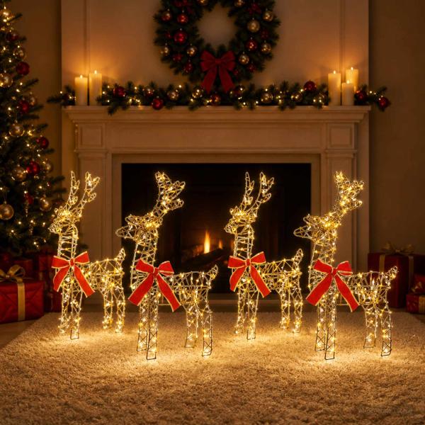 ARDEBO.de - Weihnachtsrentier 4 stk. 360 LEDs Warmes Weiß