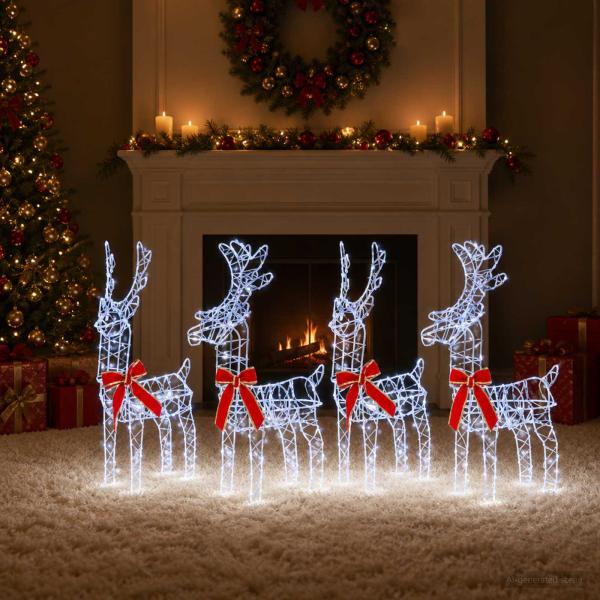 ARDEBO.de - Weihnachtsrentier 4 stk. 360 LEDs Kaltweiß
