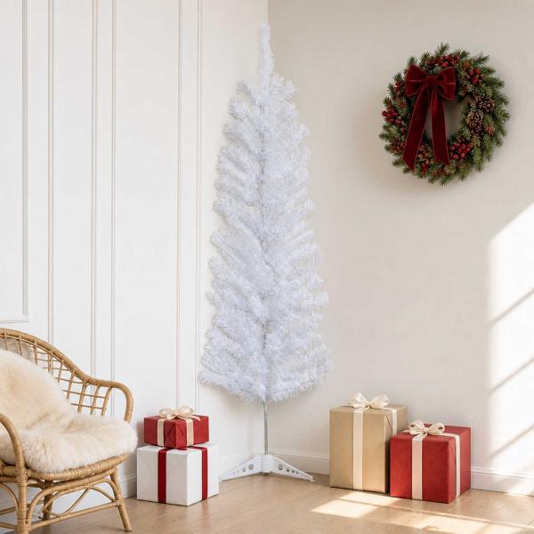 ARDEBO.de - Künstlicher schlanker Weihnachtsbaum 120 cm PVC und Stahl Weiß