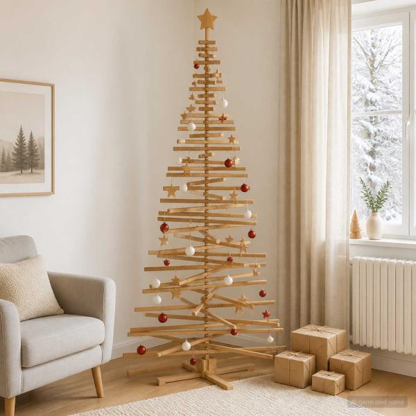 ARDEBO.de - Holz Weihnachtsbaum KOTKA 240 cm Massives Kiefernholz