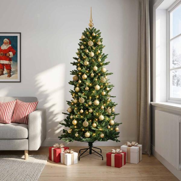 ARDEBO.de - Künstlicher Weihnachtsbaum mit Weihnachtskugel 240 cm 300 LEDs