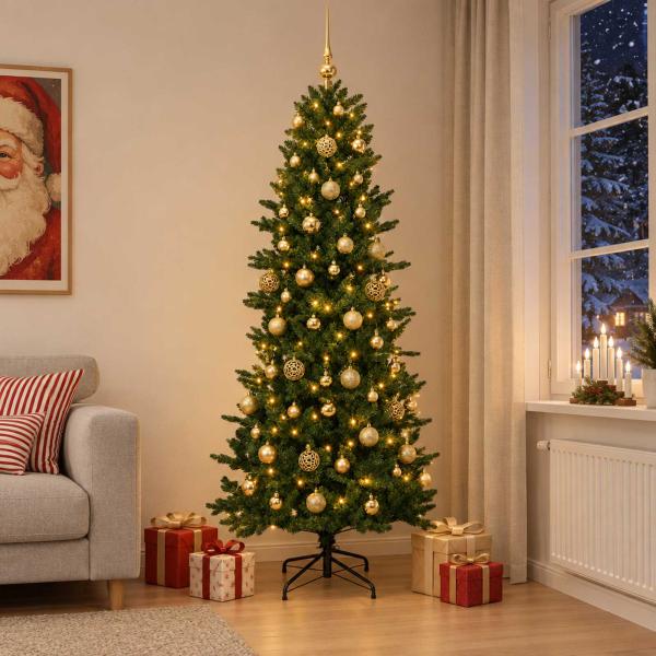 Künstlicher Weihnachtsbaum mit Weihnachtskugel 240 cm 300 LEDs