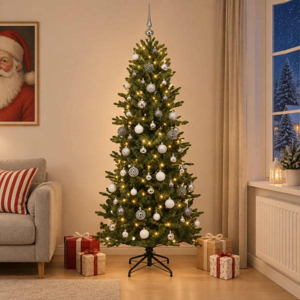 Künstlicher Weihnachtsbaum mit Weihnachtskugel 210 cm 300 LEDs