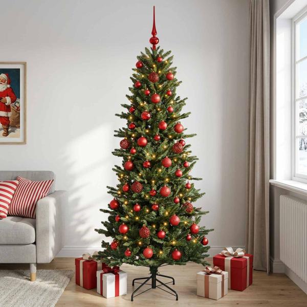 ARDEBO.de - Künstlicher Weihnachtsbaum mit Weihnachtskugel 180 cm 300 LEDs