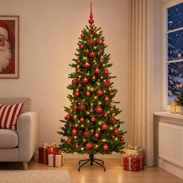Künstlicher Weihnachtsbaum mit Weihnachtskugel 180 cm 300 LEDs