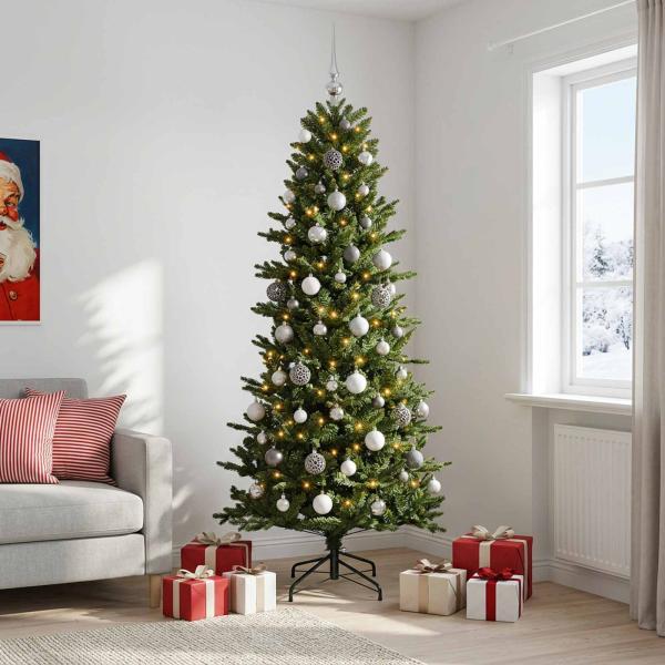 ARDEBO.de - Künstlicher Weihnachtsbaum mit Weihnachtskugel 180 cm 300 LEDs