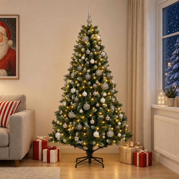 ARDEBO.de - Künstlicher Weihnachtsbaum mit Kugel 180 cm 300 LEDs