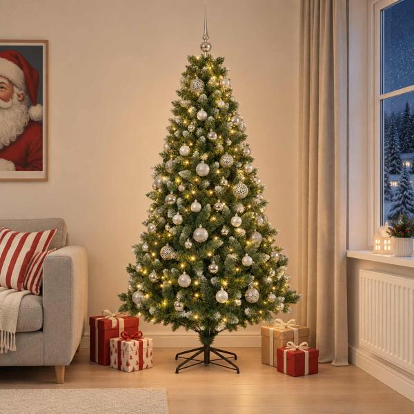 ARDEBO.de - Künstlicher Weihnachtsbaum mit Kugel 210 cm 300 LEDs