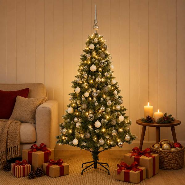 ARDEBO.de - Künstlicher Weihnachtsbaum mit Kugel 150 cm 150 LEDs