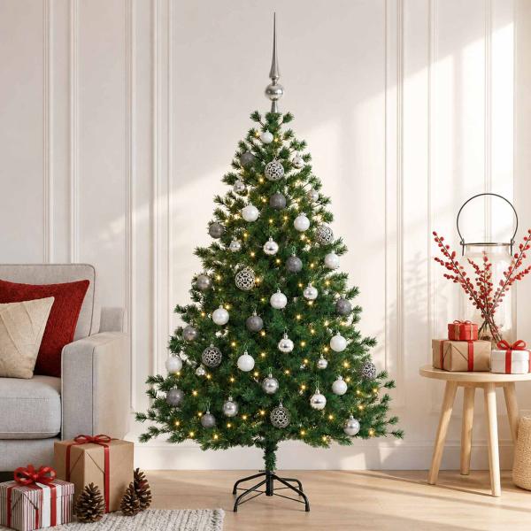 ARDEBO.de - Künstlicher Weihnachtsbaum mit Weihnachtskugel 150 cm 150 LEDs