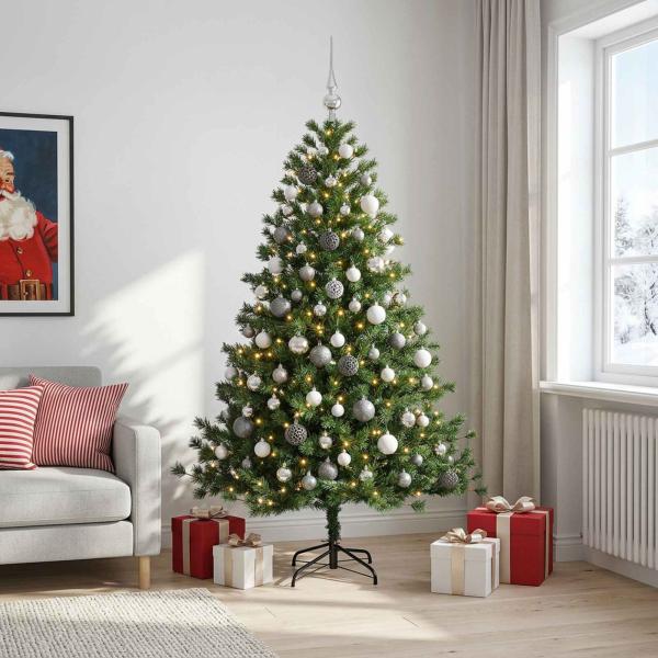 Künstlicher Weihnachtsbaum mit Weihnachtskugel 180 cm 300 LEDs