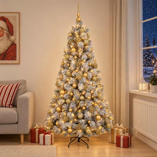 Künstlicher Weihnachtsbaum mit Weihnachtskugel 180 cm 300 LEDs
