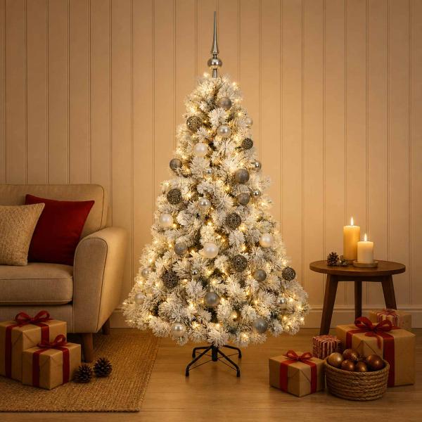 Künstlicher Weihnachtsbaum mit Weihnachtskugel 120 cm 150 LEDs