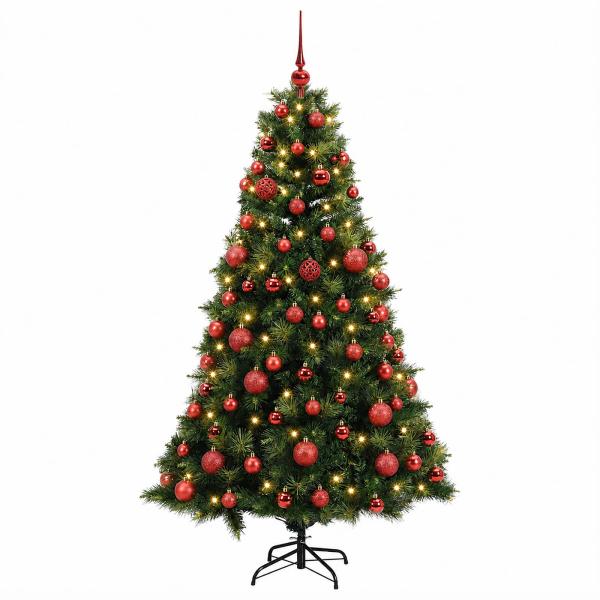 Künstlicher Weihnachtsbaum mit Weihnachtskugel 180 cm 300 LEDs